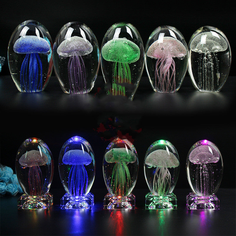 Luminous Glass Crystal Jellyfish Ball Night Light