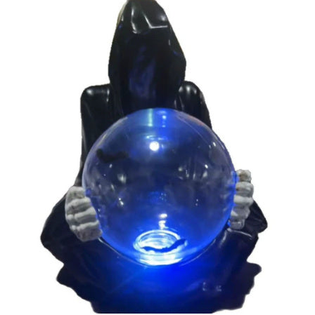 Crystal Ball Gothic Black Robe Death Sculpture