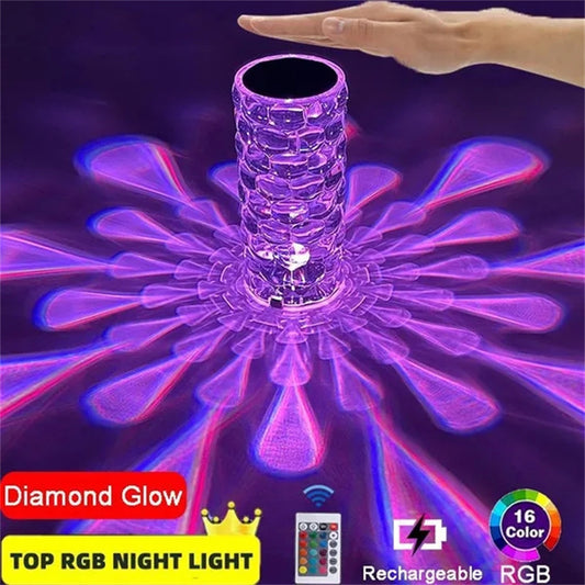 Diamond Spark Lamp™ – Viral Crystal Touch Light with 16 Color Modes